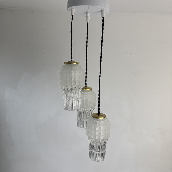 Image 1 of Lustre Cascade 3 Feux 1960 Vintage