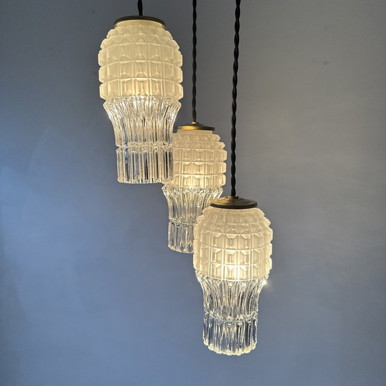 Image 1 of Lustre Cascade 3 Feux 1960 Vintage