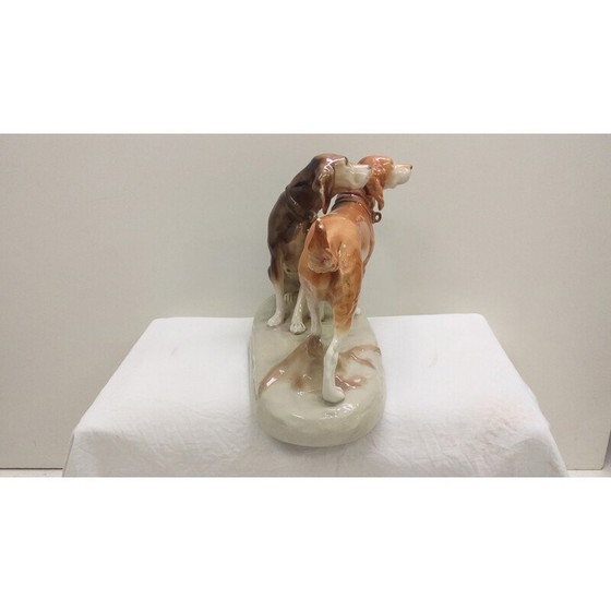 Image 1 of Sculpture vintage en porcelaine représentant des chiens, Tchécoslovaquie, années 1960