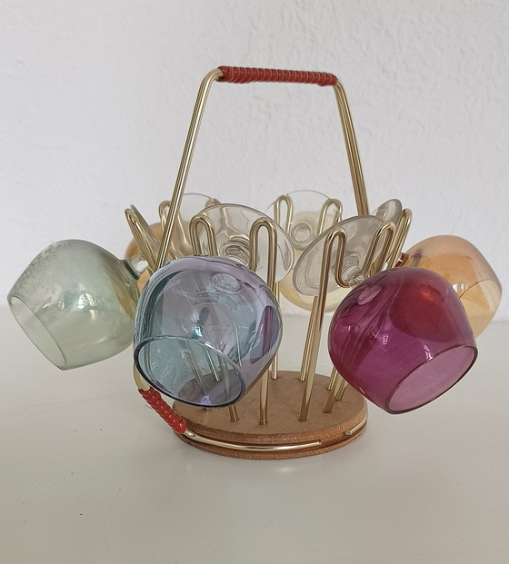 Image 1 of Ensemble de verres à liqueur colorés des années 50