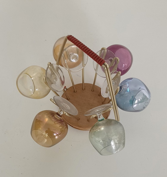 Image 1 of Ensemble de verres à liqueur colorés des années 50