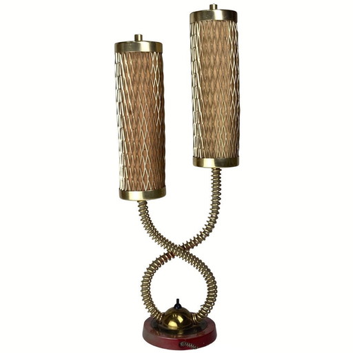 Lampe de table architecturale tubulaire en laiton du Mid Century, 1960S