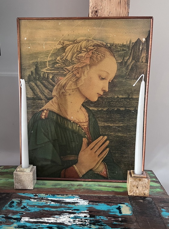 Image 1 of Impression vintage de Paolo Toschi de la Madone Vergine Delle Rocce peinte à l'origine par Fra Filippo Lippi
