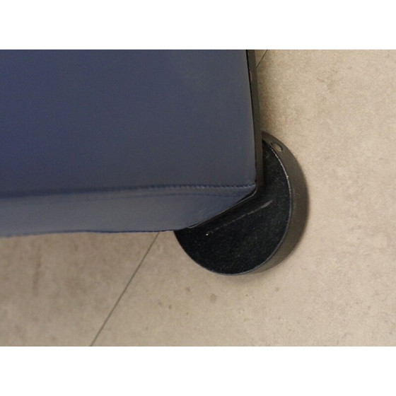 Image 1 of Paire de fauteuils vintage en cuir bleu de Jean Michel Wilmotte, 1970