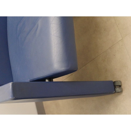 Image 1 of Paire de fauteuils vintage en cuir bleu de Jean Michel Wilmotte, 1970