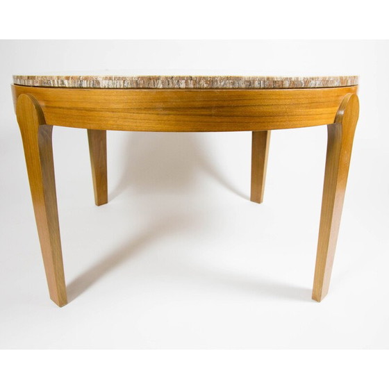 Image 1 of Table basse ronde vintage avec plateau en pierre