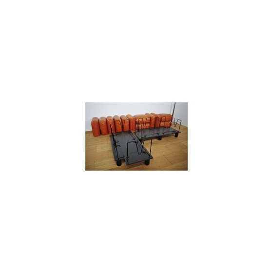 Image 1 of Ensemble de salon vintage Marius et Marius en cuir orange par Mario Marenco pour Arflex, 1970