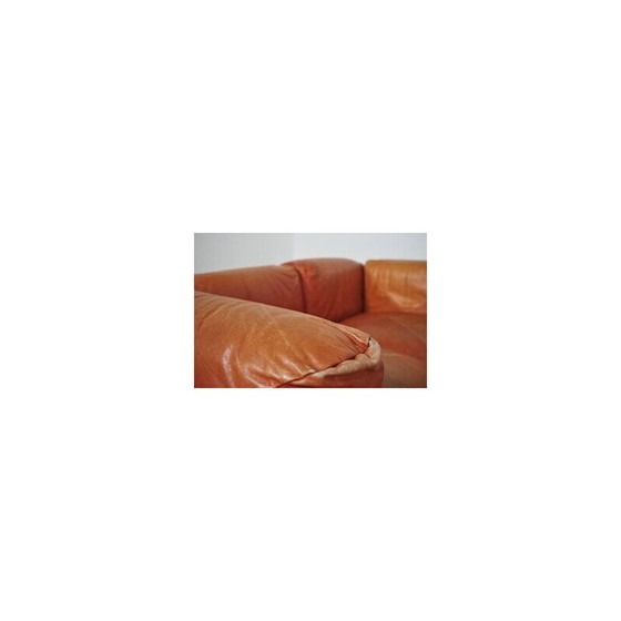 Image 1 of Ensemble de salon vintage Marius et Marius en cuir orange par Mario Marenco pour Arflex, 1970