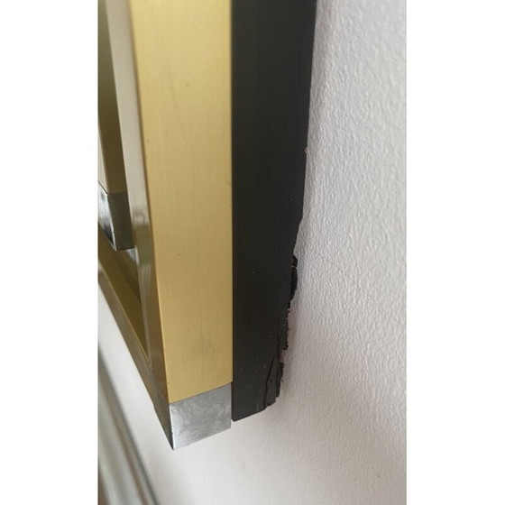 Image 1 of Miroir vintage avec cadre en métal chromé et laqué noir, Italie 1970