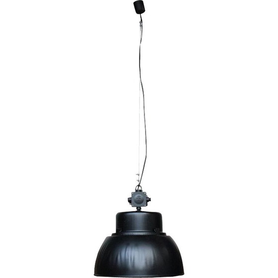 Image 1 of Suspension industrielle vintage en fer noir mat 1960