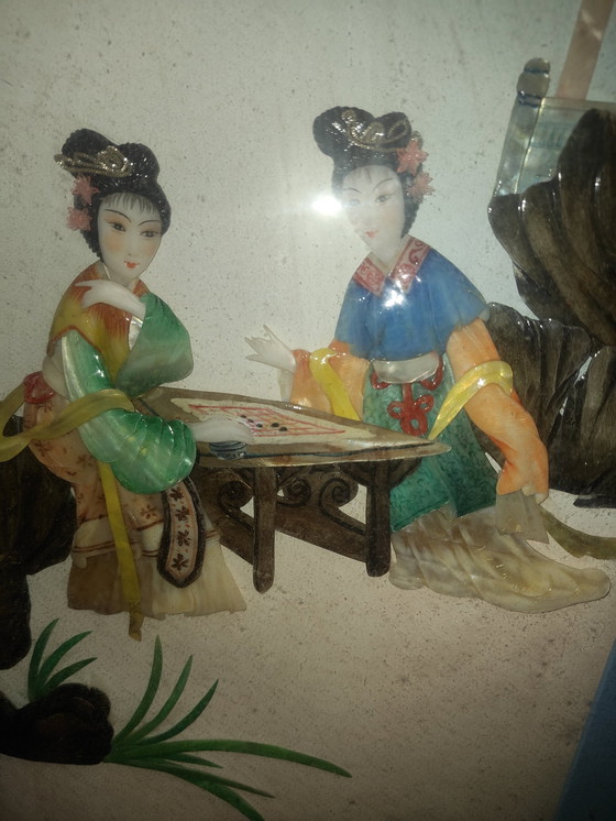Image 1 of Ancien Tableau Chinois Relief Et Nacre