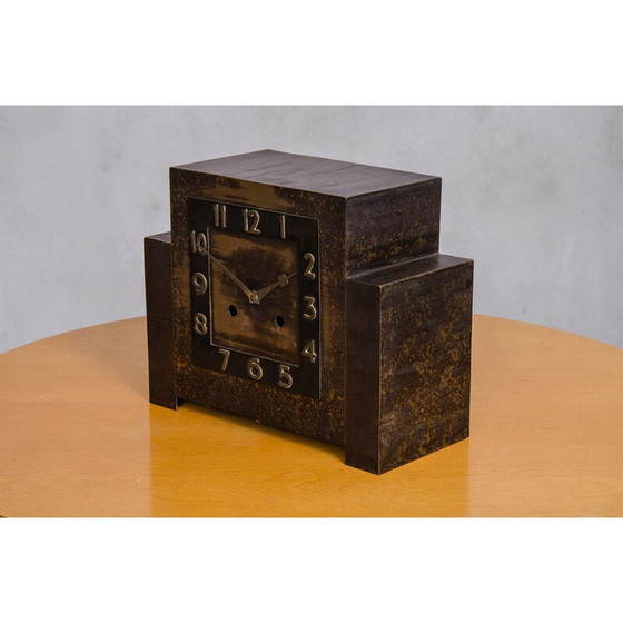 Image 1 of Horloge de table vintage Art déco en cuivre, 1920
