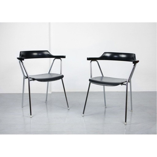 Paire de chaises de salle à manger vintage 4455 noires par Niko Kralj