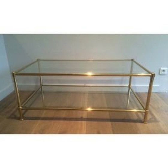 Image 1 of Table basse vintage en laiton et verre, 1960