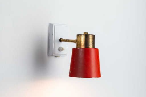 Lampe murale rouge et laiton