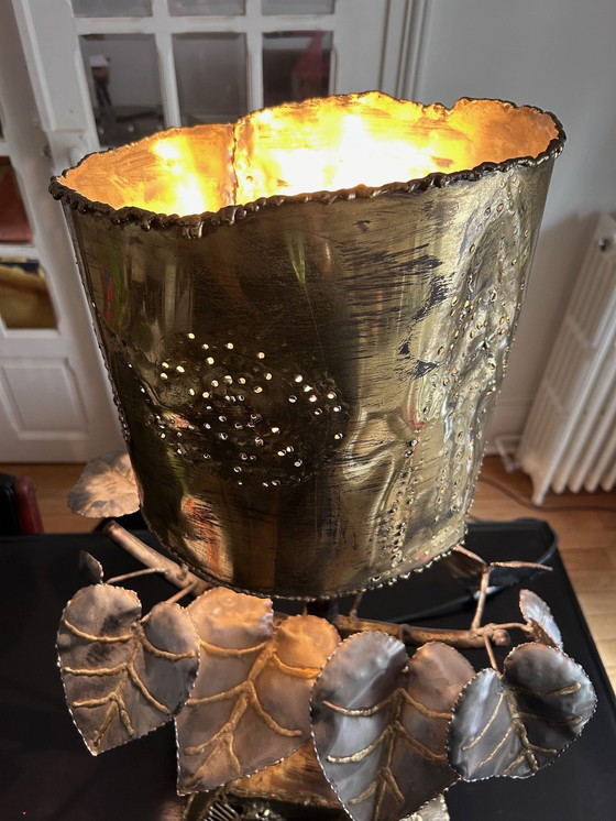 Image 1 of Lampe Sculpturale En Laiton Et Acier 
