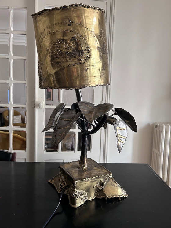 Image 1 of Lampe Sculpturale En Laiton Et Acier 