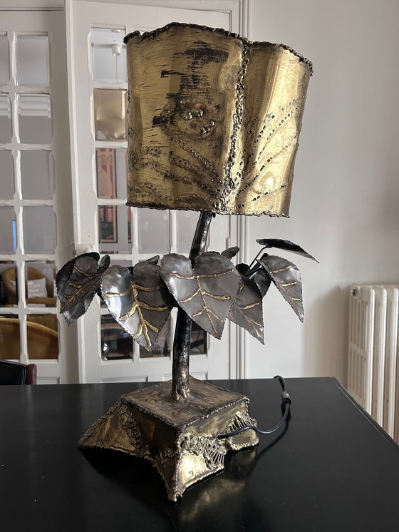 Image 1 of Lampe Sculpturale En Laiton Et Acier 