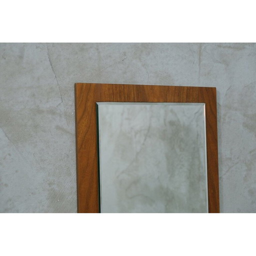 Miroir mural minimaliste en teck, Mid Century, 1970