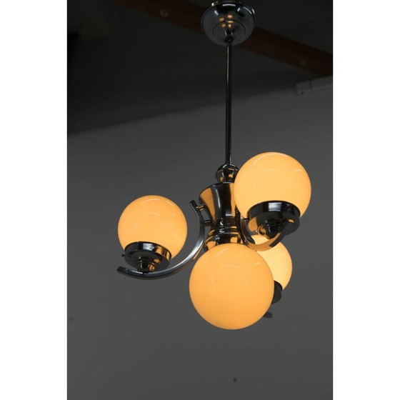 Image 1 of Lustre vintage en verre soufflé Art Déco, 1930