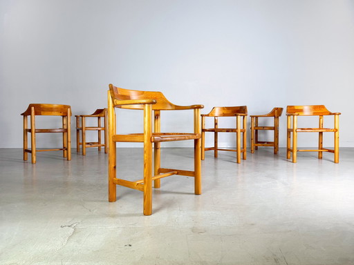Lot de 6 chaises à accoudoirs Rainer Daumiller Chaise Vintage en pin