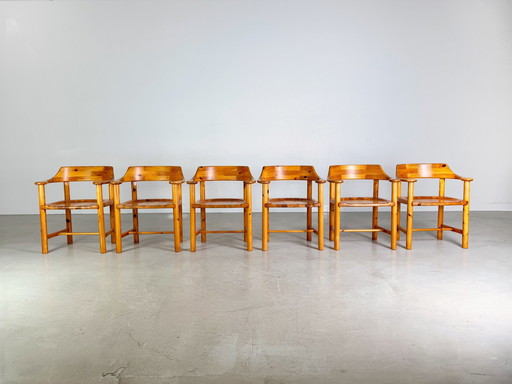 Lot de 6 chaises à accoudoirs Rainer Daumiller Chaise Vintage en pin