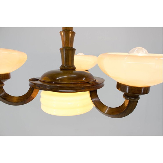 Image 1 of Lustre vintage en bois Art Déco, 1930