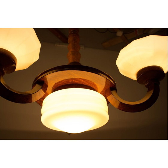 Image 1 of Lustre vintage en bois Art Déco, 1930