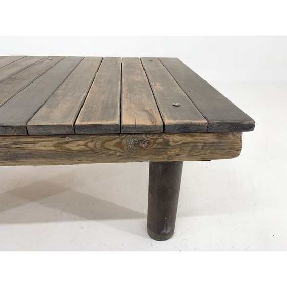 Image 1 of Table basse industrielle vintage en bois et fer, années 1950