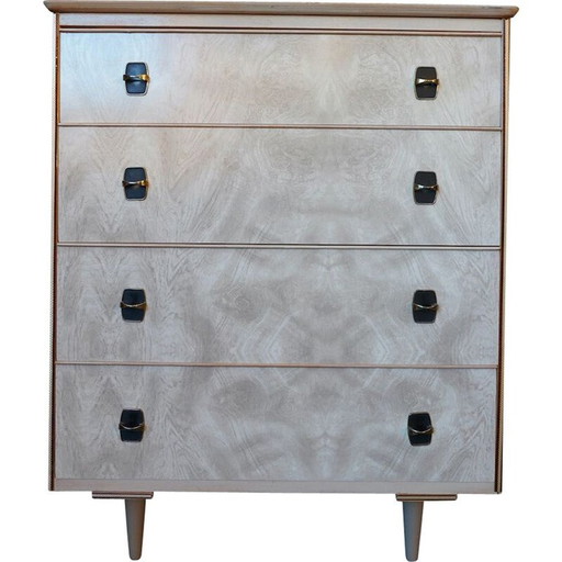Commode vintage en formica blanc nacré, 1960