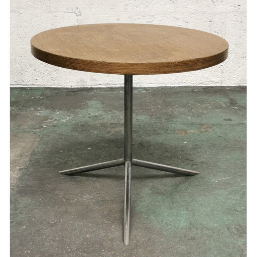 Tables d'appoint vintage rondes avec plateau en bois