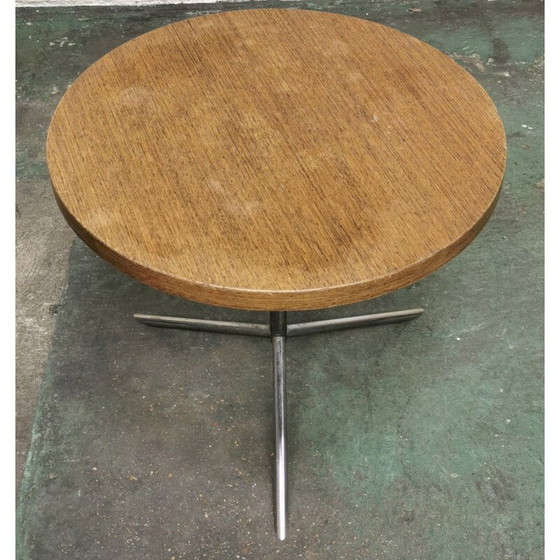 Image 1 of Tables d'appoint vintage rondes avec plateau en bois