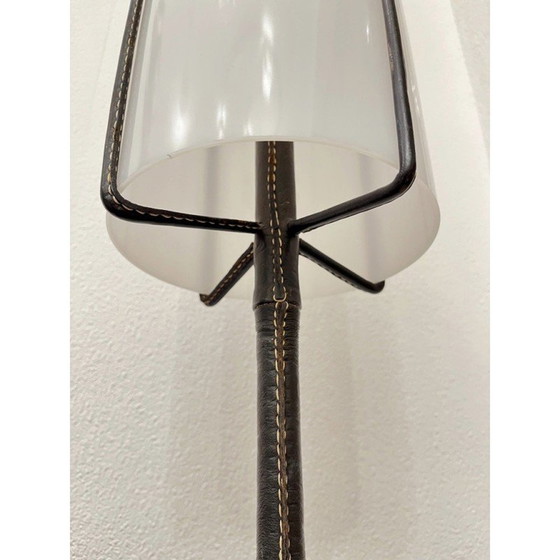 Image 1 of Lampadaire vintage en cuir par Jacques Adnet, France 1950