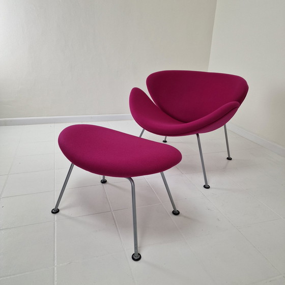 Image 1 of Chaise Orange Slice avec Ottoman par Pierre Paulin pour Artifort, 1990S