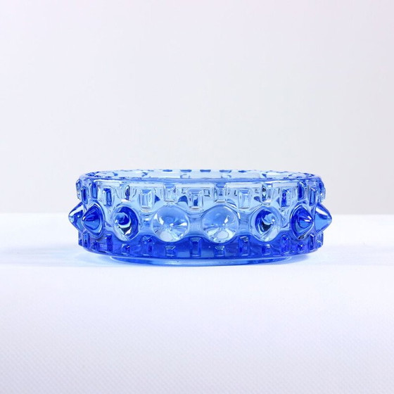 Image 1 of Bol vintage en verre bleu par Frantisek Pečený, Tchécoslovaquie années 1960