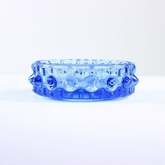 Image 1 of Bol vintage en verre bleu par Frantisek Pečený, Tchécoslovaquie années 1960