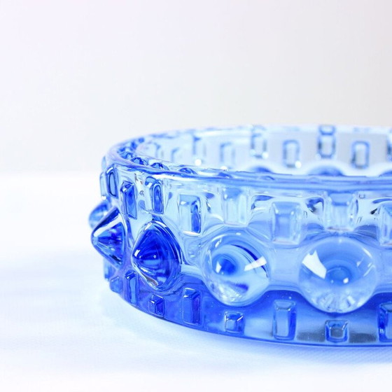 Image 1 of Bol vintage en verre bleu par Frantisek Pečený, Tchécoslovaquie années 1960