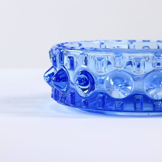 Image 1 of Bol vintage en verre bleu par Frantisek Pečený, Tchécoslovaquie années 1960