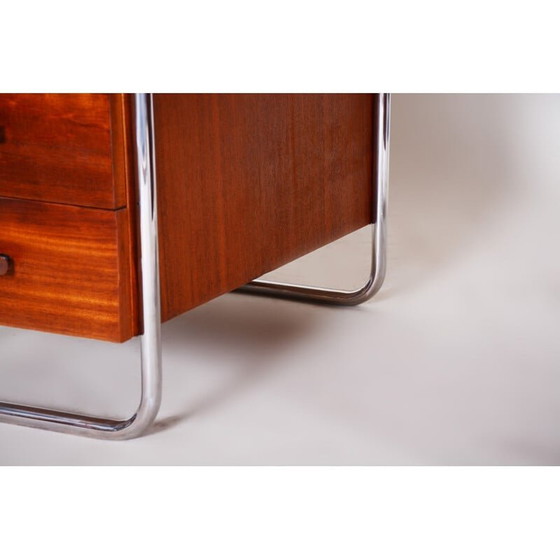 Image 1 of Bureau vintage en acier chromé et acajou par Robert Slezak, Tchèque 1930
