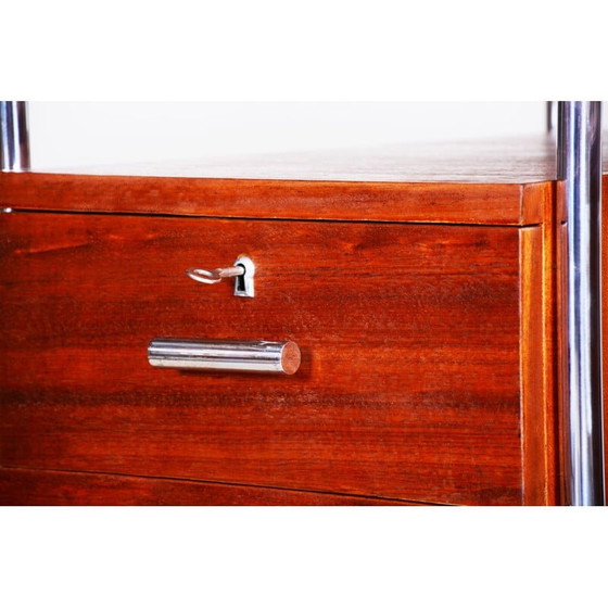 Image 1 of Bureau vintage en acier chromé et acajou par Robert Slezak, Tchèque 1930