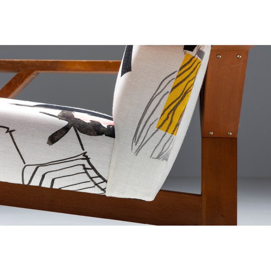 Image 1 of Fauteuil moderniste vintage en tissu de Pierre Frey, 1960