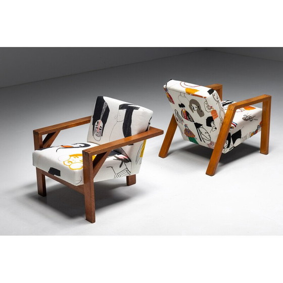 Image 1 of Fauteuil moderniste vintage en tissu de Pierre Frey, 1960
