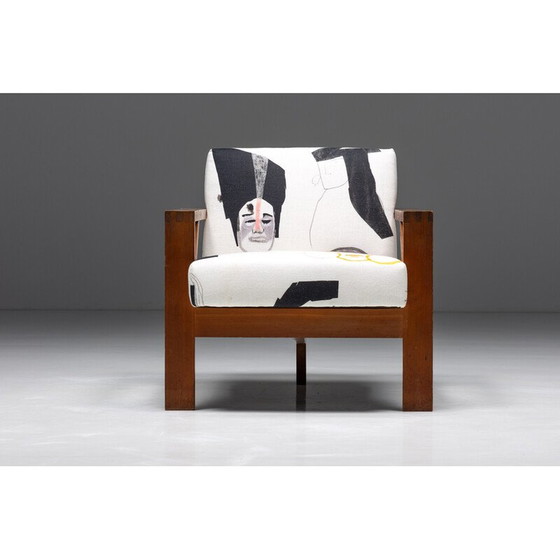 Image 1 of Fauteuil moderniste vintage en tissu de Pierre Frey, 1960