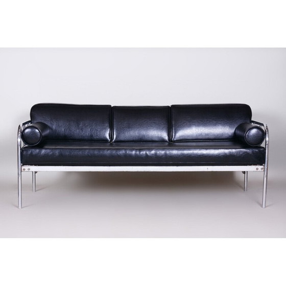 Image 1 of Canapé vintage en cuir noir Vichr & Co, années 1930