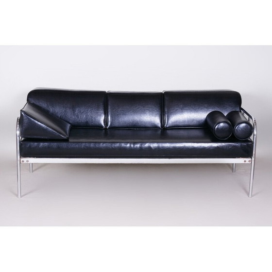 Image 1 of Canapé vintage en cuir noir Vichr & Co, années 1930