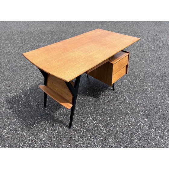 Image 1 of Bureau vintage en chêne massif par Louis Paolozzi pour Guermonprez, 1950s
