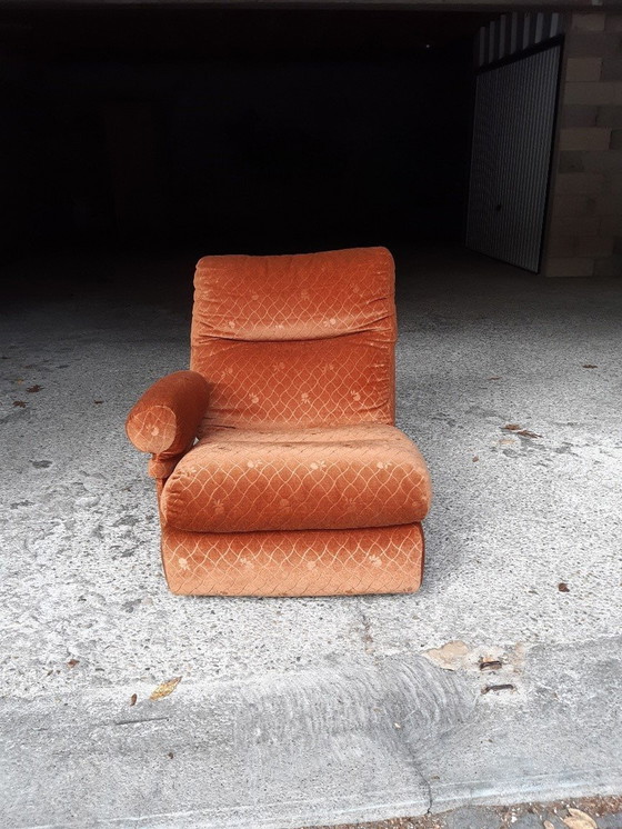 Image 1 of 7/7 Chauffeuse Orange Ligne Roset Pr M. Ducaroy Mod. Albany, Design Épo. Vintage