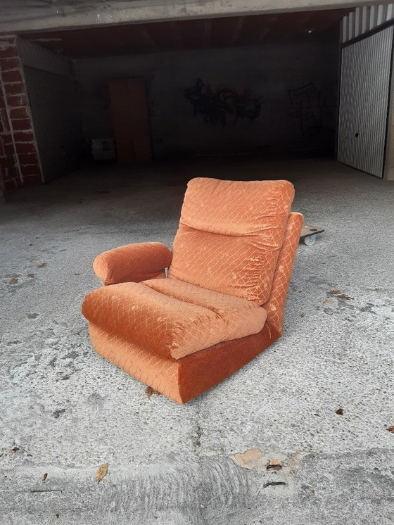 Image 1 of 7/7 Chauffeuse Orange Ligne Roset Pr M. Ducaroy Mod. Albany, Design Épo. Vintage