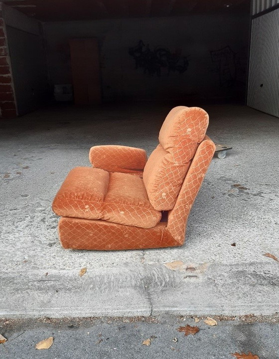 Image 1 of 7/7 Chauffeuse Orange Ligne Roset Pr M. Ducaroy Mod. Albany, Design Épo. Vintage