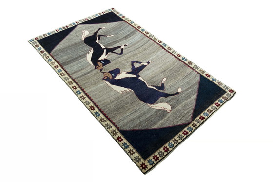 Image 1 of Tapis Gabbeh nomade noué à la main Chevaux - 224 X 140 cm